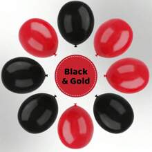 30 peças Balões de Látex Vermelhos e Pretos de 10 Polegadas, Balões de Festa Pretos e Vermelhos para Aniversário, Formatura, Churrasco, Decoração de Festa de Cartas de Pôquer, Natal - multicolorido - Visão 4