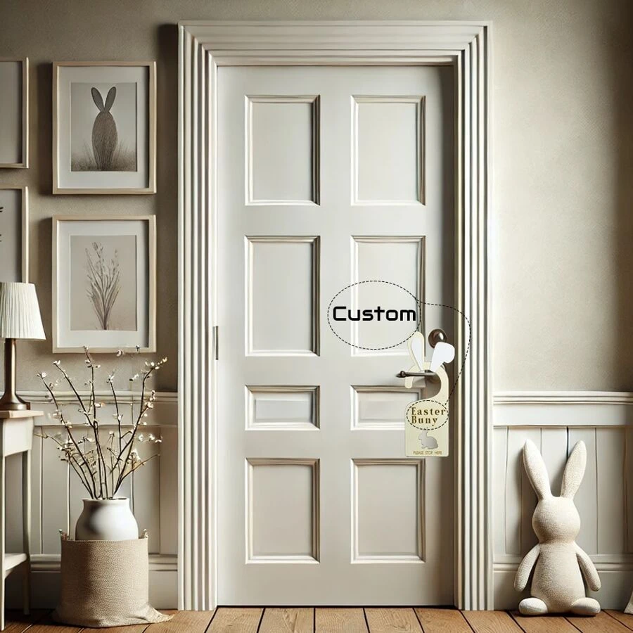 Custom Personalized Easter Door Sign, Easter Rabbit Stop Here Door Plaque - Multicolor - View 1