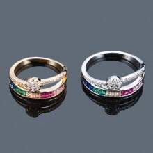 1pc Women's Elegant & Classy Fashionable Ring Inlaid With Synthetic Zirconia, Suitable For Daily Wear, Dates, Work, Versatile