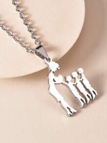 1 chiếc vòng cổ mặt dây chuyền hoạt hình bằng thép không gỉ thời trang, vòng cổ thanh lịch cho phụ nữ, quà tặng cho Ngày của Mẹ, Ngày Lễ Tạ ơn, trang phục hàng ngày - Bạc - Xem 6