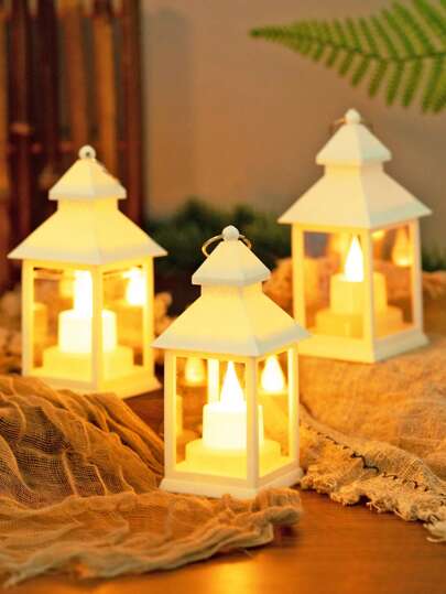 1pc Vintage Home Decor LED Lantern Light Including Battery, Portable Wind Light For Festival Room Table Decoration,Wedding Party Holiday Decoration Light,Bedroom Decor Candle Lantern Light.Hanging Lantern,Black Lantern Lamp,Christmas Decor Night Light