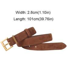 1 Pc Fashion Women Genuine Leather Belt For Jeans Dresses With Alloy Square Pin Buckle Cowhide Suede Stylish Waistband - Multicolor - View 12