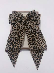 1pc Women Bowknot Ribbon Hair Clip, Daily Wear Accessories (Leopard/Floral Print Random)