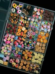 1box Random Mixed ABS Simulation Food Play Cute Cookie Nail Charms Y2K Bread Cake Fruit Chocolate Cookie Ice Cream Coffee Candy Nail Art Decorations Accessories DIY - 彩色 - 查看 2