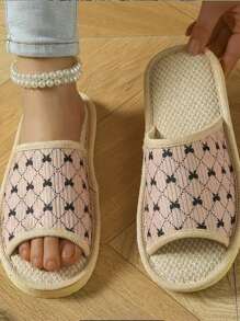 Fashion New Print Open-Toe Slippers, Slip-On Odor-Resistant Breathable Indoor & Outdoor Couples Shoes - Pink - View 5