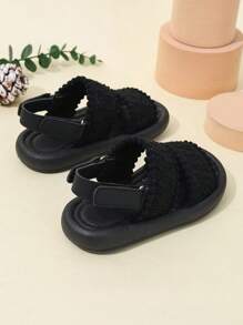 Toddler Solid Soft Bottom Beach Sandals, Boys' Fashionable Casual New Style Flat Sandals - Black - View 4