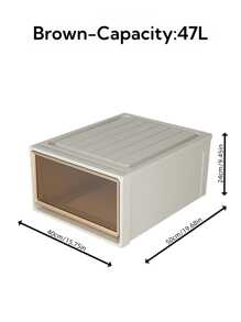 1pc 5/10/16/28/36/37/46/47L Large Capacity Drawer Storage Box, Closet Organizer/Bedroom Closet/Portable Closet, Plastic Transparent Storage Cabinet, Clothes And Underwear Large Capacity Storage Box, Stackable Storage Box High Hardness Storage Box - Brown - View 13