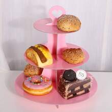 1 pieza Soporte plegable para exhibición de tartas de unicolor, para fiestas, comidas, exhibición de tartas de cumpleaños y postres - Rosa - Ver 4