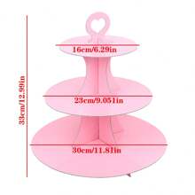 1 pieza Soporte plegable para exhibición de tartas de unicolor, para fiestas, comidas, exhibición de tartas de cumpleaños y postres - Rosa - Ver 5