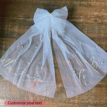 个性化定制新娘头纱，白色仿珍珠蝴蝶结短款头纱，配梳子，适合单身派对、告别单身派对、新娘送礼会、海滩风、乡村波西米亚风婚礼、订婚、单身周末派对装饰、礼物、拍照道具等场合。风格：Y2K、休闲、可爱、可定制。送给她的理想礼物，适合送给朋友、返校季、大学新生、时尚秋季、服装配饰、定制婚礼配饰、女士发饰。 - 白色 - 查看 7