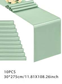 Set de 2 piezas/10 piezas Manteles de tela satinada multicolor de 30*275cm de largo, telas de alta calidad y suavidad sedosa para bodas, fiestas de cumpleaños, banquetes, graduaciones, decoración de eventos de compromiso, también se puede usar como faja para sillas o accesorio