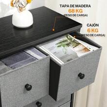 Comoda Cajonera para Recámara - 10 Cajones de Tela con Parte Superior de Madera y Marco de Acero Plegable - Mueble Organizador con Cajonera Ideal para Espacios (Gris Oxford) - Oxford gris - Ver 5