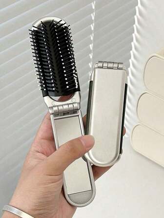 1pc Milk White Portable Comb, Small And Compact, With An Airbag On Hand, Makeup Mirror In Hand, Air Cushion Comb, Hair Massage In One Piece Hair Brush,Hair Clips,Hair Accessories