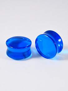1Pair Transparent Blue Glass Solid Ear Plug No Thread Ear Expander Strencher Ear Gauges Tunnel Body Piercing Jewelry For Male&Female Daily Wearing 6-30mm - Blue - View 18