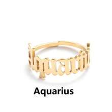 1 pieza Anillo chapado en oro de acero inoxidable para mujer con doce constelaciones, de moda y sencillo, apropiado para el uso diario de joyas de mujer