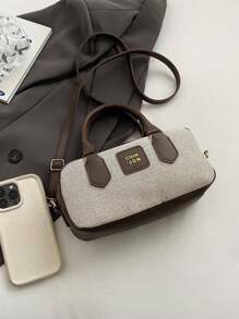 Bolso de hombro y cruzado de unicolor versátil y de moda, minimalista y práctico multifuncional - Caqui - Ver 3