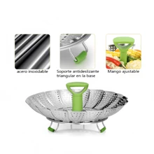 Large Kitchen Steamer Foldable Steamer Vegetable Steamer Fruit Basket - Silver - View 4