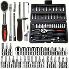 46-Piece Automotive Repair Tool Set With Socket Wrench, Ratchet, Car Maintenance Combo, And Mechanic's Toolbox - Random Color - View 3