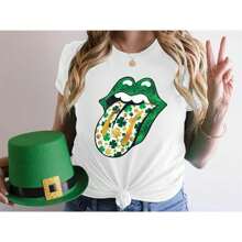 St Patrick's Day Shirts For Women Irish Shirt St Patty's Tshirt Lucky Comfort Colors T-Shirts Graphic T-Shirts Oversized Short Sleeve Shirts For Women - White - View 3