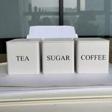 1 Set Of 3 Rectangular Bamboo Lid Tin Cans, Simple Ins European Style, Airtight Metal Container For Coffee, Candy, Tea Storage With Label, Easy Round Kitchen Canister Set - Multicolor - View 6