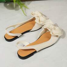Women's Fashion Cute Bow Decor Adjustable Flat Pointed Toe Sandals