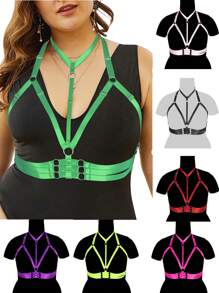 Women Plus Size Harness Strappy Hollow Out Cross Elastic Cage Bra Cupless Bra Body Lingerie For Ladies - Multicolor - View 1
