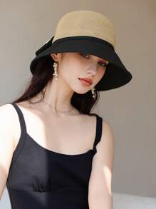 1pc Elegant Bowknot Decor Ladies Summer Bucket Hat, Breathable, Comfort, Wide Brim Sun Protection, Retro Lady Style, Foldable, Suitable For Everyday, Friend Gathering, Beach, Travel, Mother's Day Gift - A - View 7