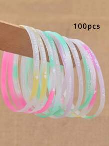100pcs/50pcs/10pcs Assorted Fluorescent Silicone Bangle Bracelet, 3mm Glow Band For Couples, Suitable For Birthday, Party, Festival, Battery-Free, Silicone Material, Sports-Style Jewelry