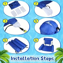 充气水上吊床，四合一充气游泳床，水上躺椅，超舒适游泳椅，带靠背的充气床垫水上椅 - 彩色 - 查看 7