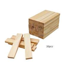 Juego de 30 piezas/100 piezas de bloques de madera natural sin terminar, bloques de construcción de madera para proyectos DIY, construcción y decoración, bloques de construcción de madera, decoración apilable de madera - Multicolor - Ver 9