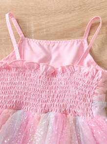 Vestido de tirantes con patchwork de malla para niñas jóvenes