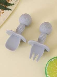 2 pezzi Set di forchette e cucchiai per l'addestramento dei bambini, posateria per l'apprendimento in silicone morbido a forma di panda per neonati, accessori per l'alimentazione, regalo per Ognissanti, Natale, Ringraziamento e Pasqua