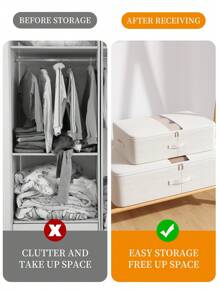 1 PIEZA Bolsa de almacenamiento debajo de la cama con cremallera para el hogar, bolsa de almacenamiento de tela plegable para ropa, mantas, almohadas, bolsas de almacenamiento grandes para mantas y ropa, contenedor de almacenamiento debajo de la cama con ventanas transparentes, decoración festiva, decoración de habitación, decoración del hogar, decoración de dormitorio - Blanco - Ver 2