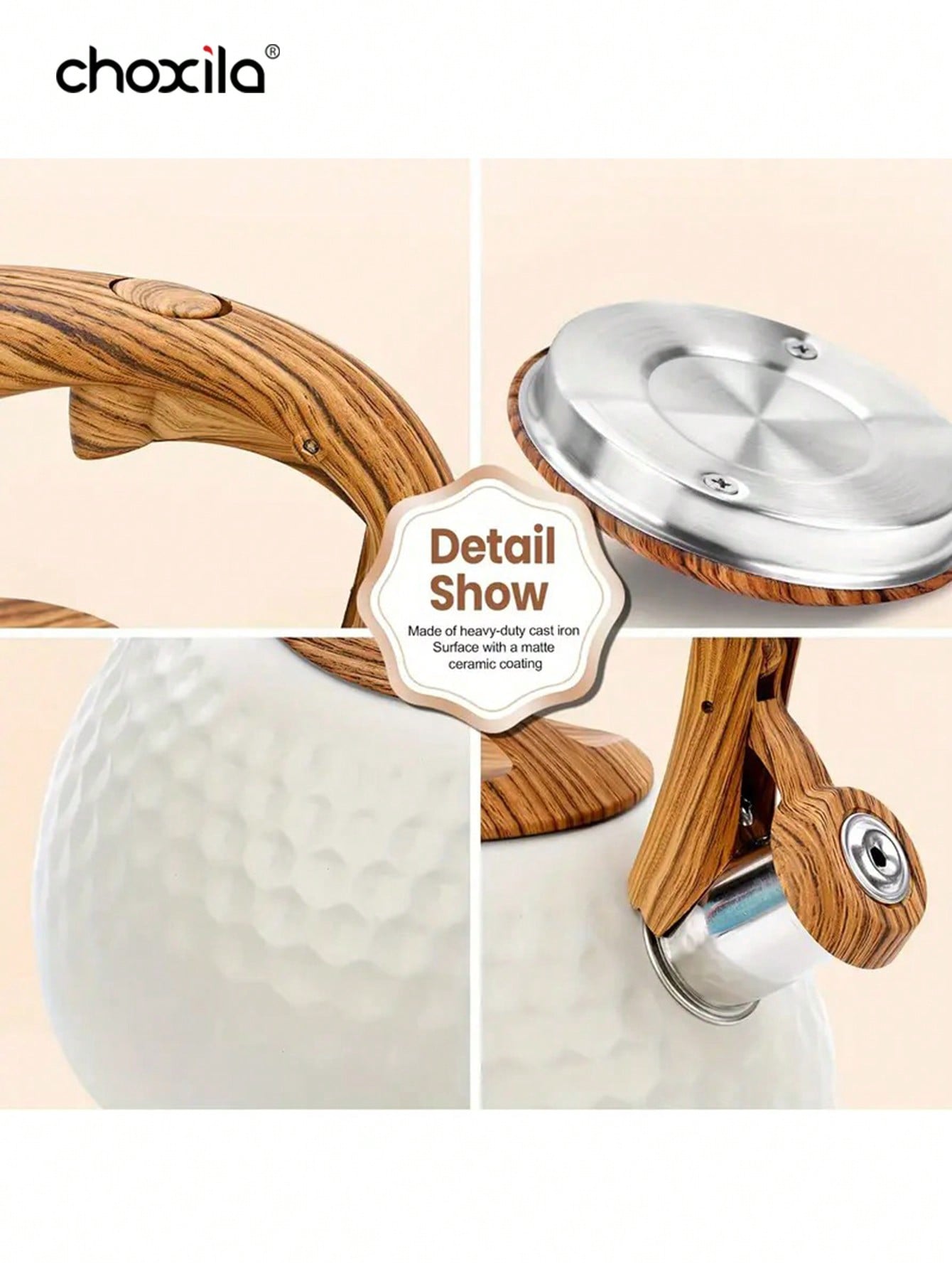 choxila 1 قطعة إبريق شاي، إبريق شاي صافرة من الفول...