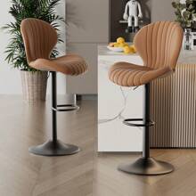 Nalupatio Modern Bar Stools Set Of 2,Adjustable Swivel Barstools,Counter Height Stool Chair With High Backrest For Dining Room - Brown - View 4