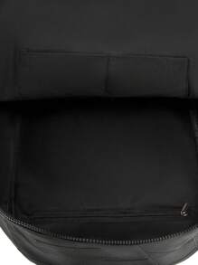 高品质柔软皮革复古女士背包，大容量旅行背包 - 黑色 - 查看 5