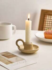 1pc Vintage Plain Ceramic Candlestick Holder, Ceramic Candle Aroma Diffuser Stand, Suitable For Home Decor, Photography Props, Living Room, Coffee Table, Kitchen Dining Table Candle Light Dinner, Holiday Decoration (Ceramic Candle Holder Only, Candles Not Included) Gifts Birthday Graduation