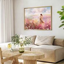 1pc Unframed Colorful Floral Jesus Lamb Of God Canvas Poster Print Shepherd's Care Lost Lamb Christian Art Aesthetic Painting Minimalist Wall Art Picture For Dorm,Apartment,Bedroom,Living Room,Modern Home Decoration - Multicolor - View 2