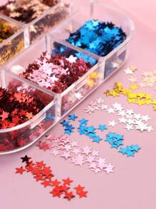 6 格心形迷你星星混合美甲亮片可爱彩色五角星混合尺寸爱心闪亮全息美甲设计卡哇伊 Y2K 美甲装饰美甲沙龙美甲用品 DIY - 彩色 - 查看 8