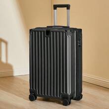 Heavy Duty Reinforced Suitcase, Trolley Luggage, Travel Luggage With Large Capacity & Password Lock, Suitable For Aviation Bag For School School Accessories School Stuff - Black - View 3