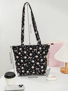 1 Piece Quilted Bow&Floral Tote Shoulder Bag Set Top Handle Handbag Portable Floral Tote Bag Commute Shoulder Bag Puffer Tote Bag With Insert Pouch Mommy And Me Matching Women Bags,Best Mother's Day Gift Ideas,School Bag Set,Lightweight,Portable,Large Capacity,Business Casual,For Teen Girls Women College Students,Perfect For Office,College,Middle School,High School,Work,Business,Commute,Stadium,Sports,Shopping,Holiday Valentine's Day Gift - Multicolor - View 11