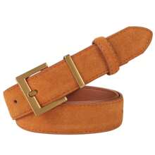 1 Pc Fashion Women Genuine Leather Belt For Jeans Dresses With Alloy Square Pin Buckle Cowhide Suede Stylish Waistband - Multicolor - View 14