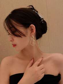 Bông tai khí quyển đặc trưng phong cách Âu Mỹ "GG" dành cho nữ, Phụ kiện tai phóng đại tinh xảo - Vàng - Xem 4