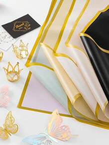 30pcs/Set Flower Wrapping Paper With Ribbon, Waterproof Flower Bouquet Packaging Paper, Suitable For Wedding, Birthday, Flower Shop, DIY Crafts