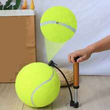 1 pieza Pelota de tenis para perro rebotadora y duradera de 9.5 pulgadas para verano, apta para entrenamiento de perros pequeños a medianos, juguete deportivo para mascotas para fomentar el juego positivo y el ejercicio, se envía desinflada