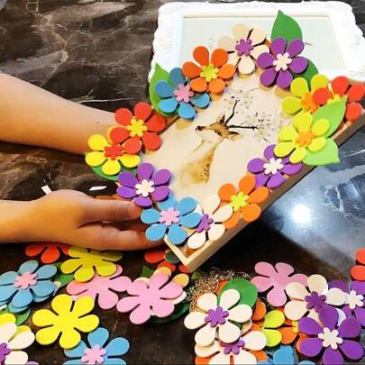 40/80/160pcs Vibrant Foam Flower Stickers - Assorted Colors, Matte Finish, Self-Adhesive Rubber Flowers For DIY Crafts & Art Projects, Unique Asymmetric Shapes, Ideal For Decorative Boards & Creative Exploration, Flower Wall Stickers