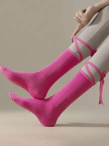 1 Paar rutschfeste Yoga Pilates Ballett Socken mit Kreuzriemen, geeignet für Yoga/Tanz/Sportoutfit, entworfen für Mädchen