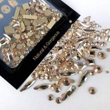 150pcs Flatback Round Rhinestone Plus 20pcs Flatback Odd Shaped Large Cubic Zirconia Black Blue Moon Nail Rhinestones - Baby Pink - View 6