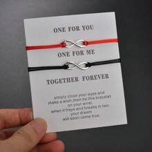 2pcs Woven Infinity Symbol Cord Bracelet, Vintage Couples Style - Multicolor - View 1