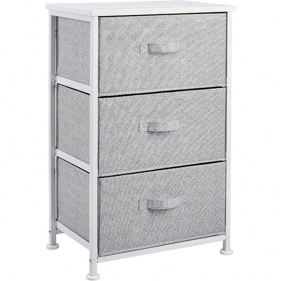 Fabric 3-Drawer Storage Organizer Unit For Closet, White - White - View 1